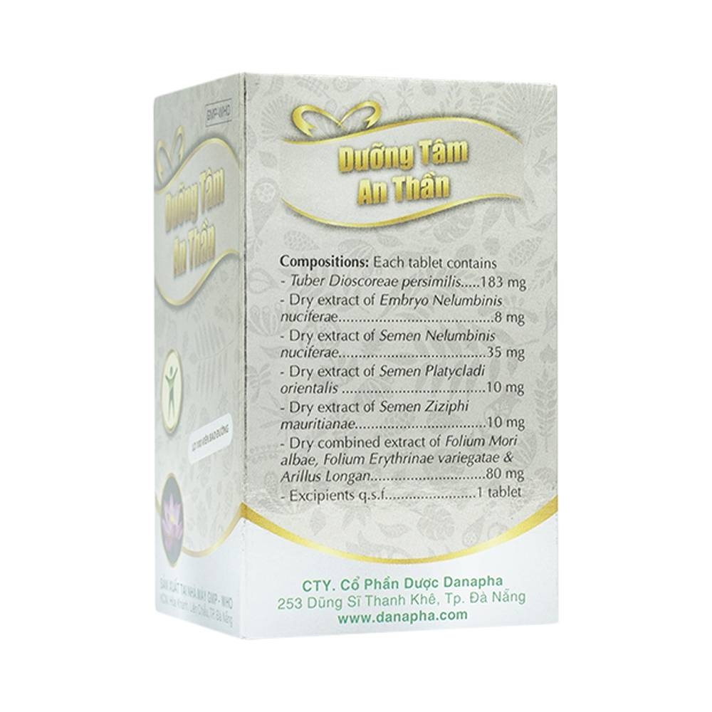 Hình ảnh Thuốc Dưỡng Tâm An Thần Danapha điều trị mất ngủ do lo âu, làm việc quá sức (100 viên)
