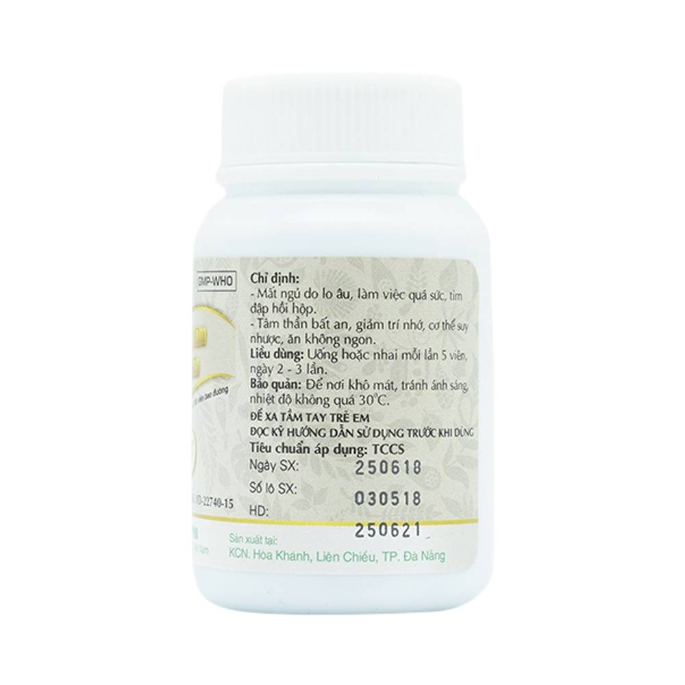 Hình ảnh Thuốc Dưỡng Tâm An Thần Danapha điều trị mất ngủ do lo âu, làm việc quá sức (100 viên)