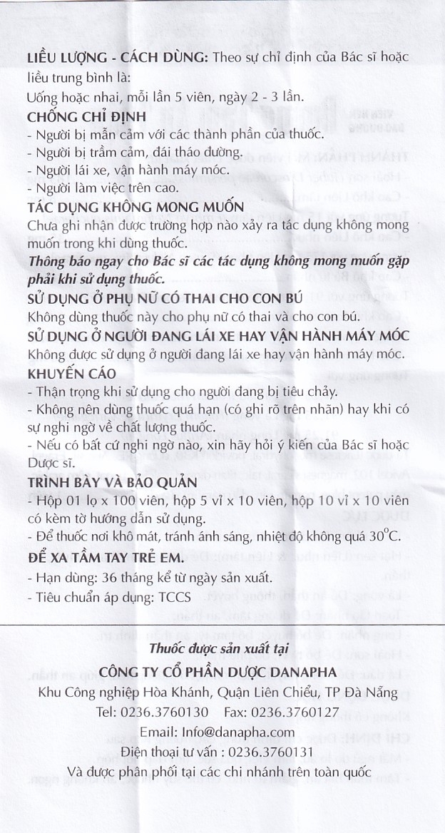 Hình ảnh Thuốc Dưỡng Tâm An Thần Danapha điều trị mất ngủ do lo âu, làm việc quá sức (100 viên)