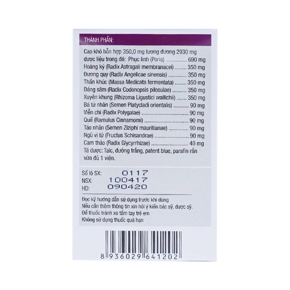 Hình ảnh Thuốc Dưỡng Tâm An Thần PV điều trị tâm huyết suy tổn, tim hồi hộp (60 viên)