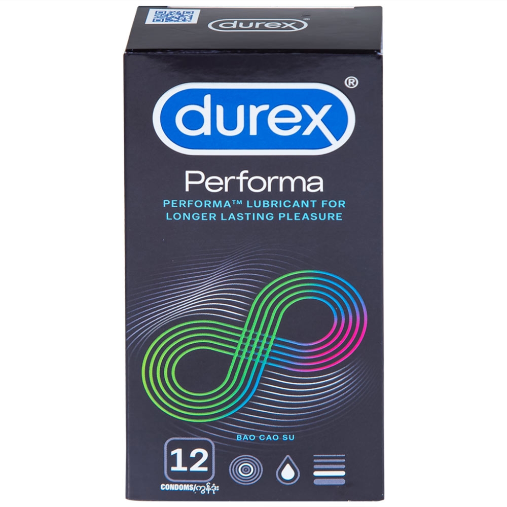 Hình ảnh Bao cao su Durex Performa có gel bôi trơn, kéo thời điểm cực khoái trong lúc quan hệ (12 cái)