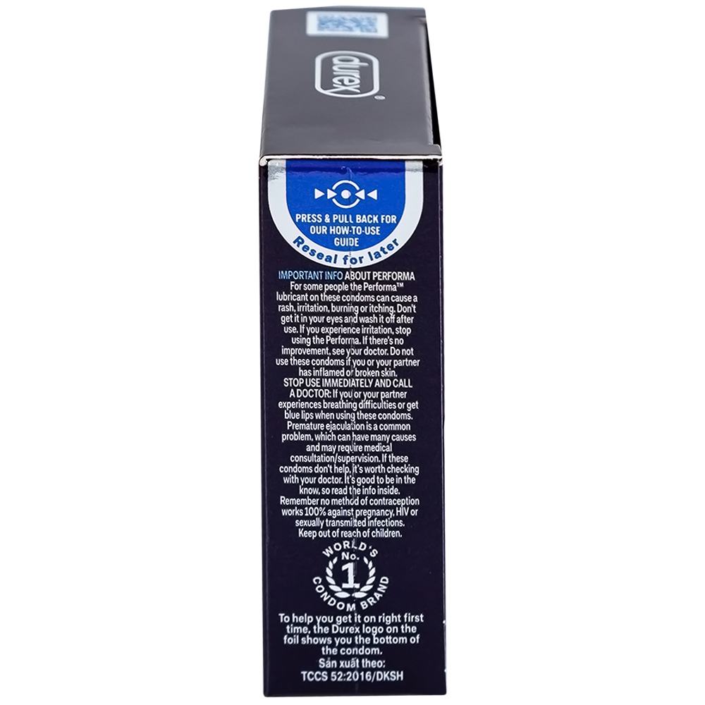 Hình ảnh Bao cao su Durex Performa chứa nhiều gel làm mát, kéo dài thời gian quan hệ (3 cái)