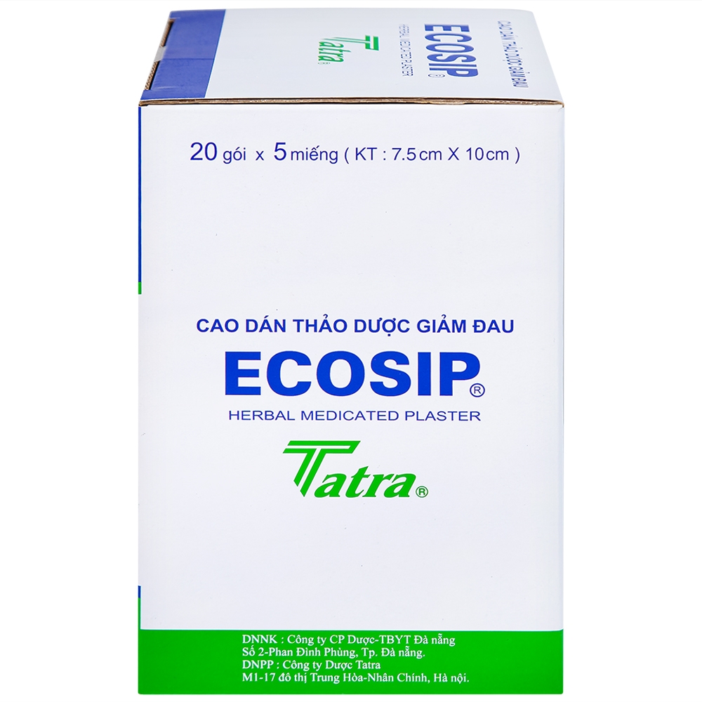 Hình ảnh Cao dán thảo dược Ecosip Tatra giảm đau vai, đau lưng (20 gói x 5 miếng)