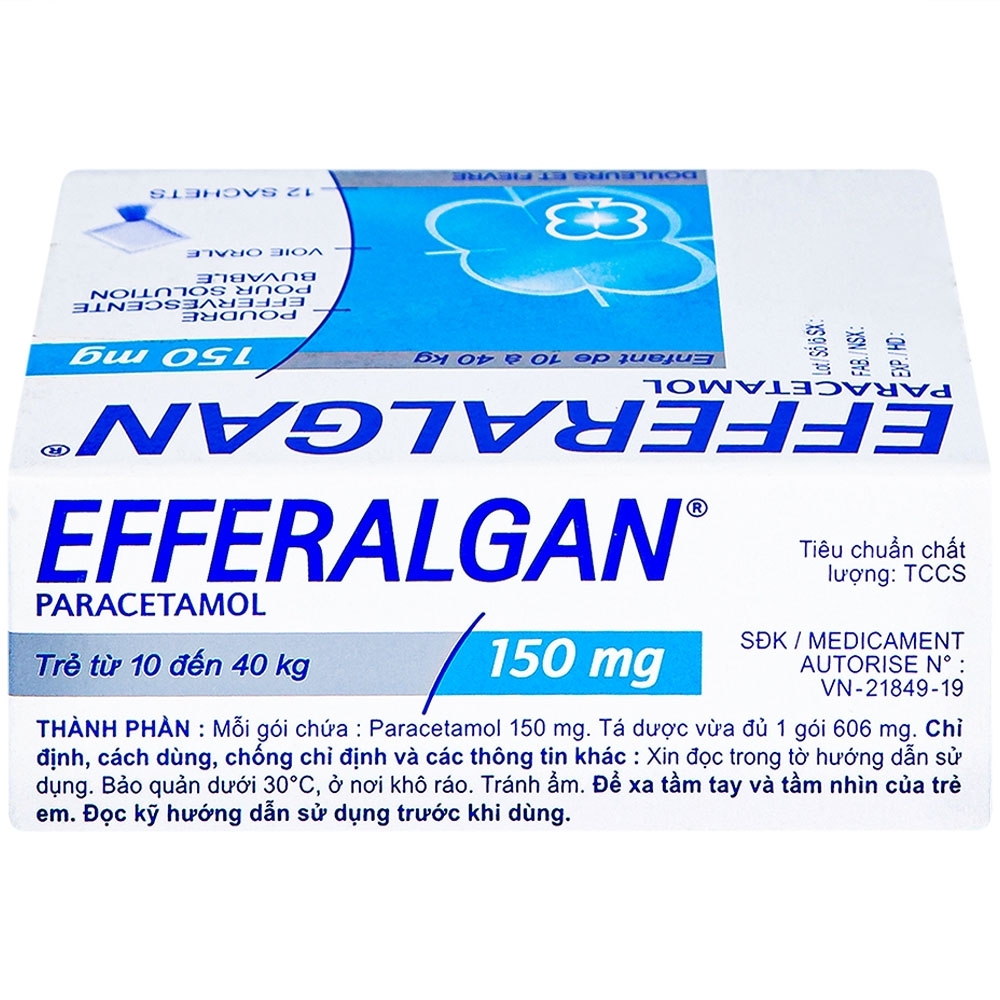 Hình ảnh Bột sủi Efferalgan 150mg UPSA SAS giảm đau, hạ sốt (12 gói)