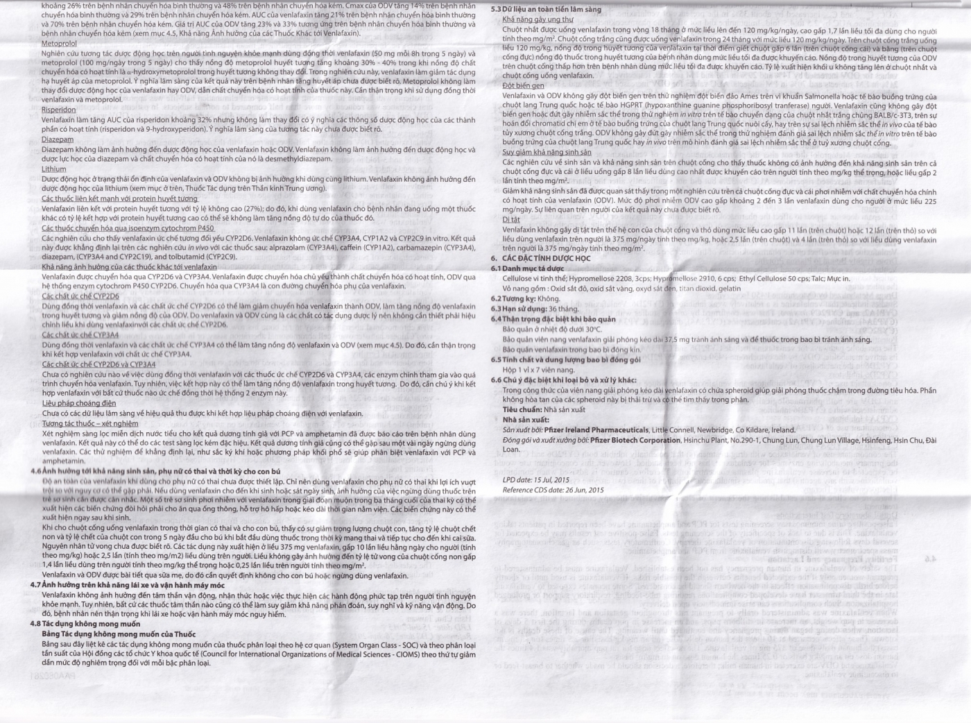 Hình ảnh Thuốc Efexor XR 37.5mg Pfizer điều trị các rối loạn trầm cảm chủ yếu (1 vỉ x 7 viên)