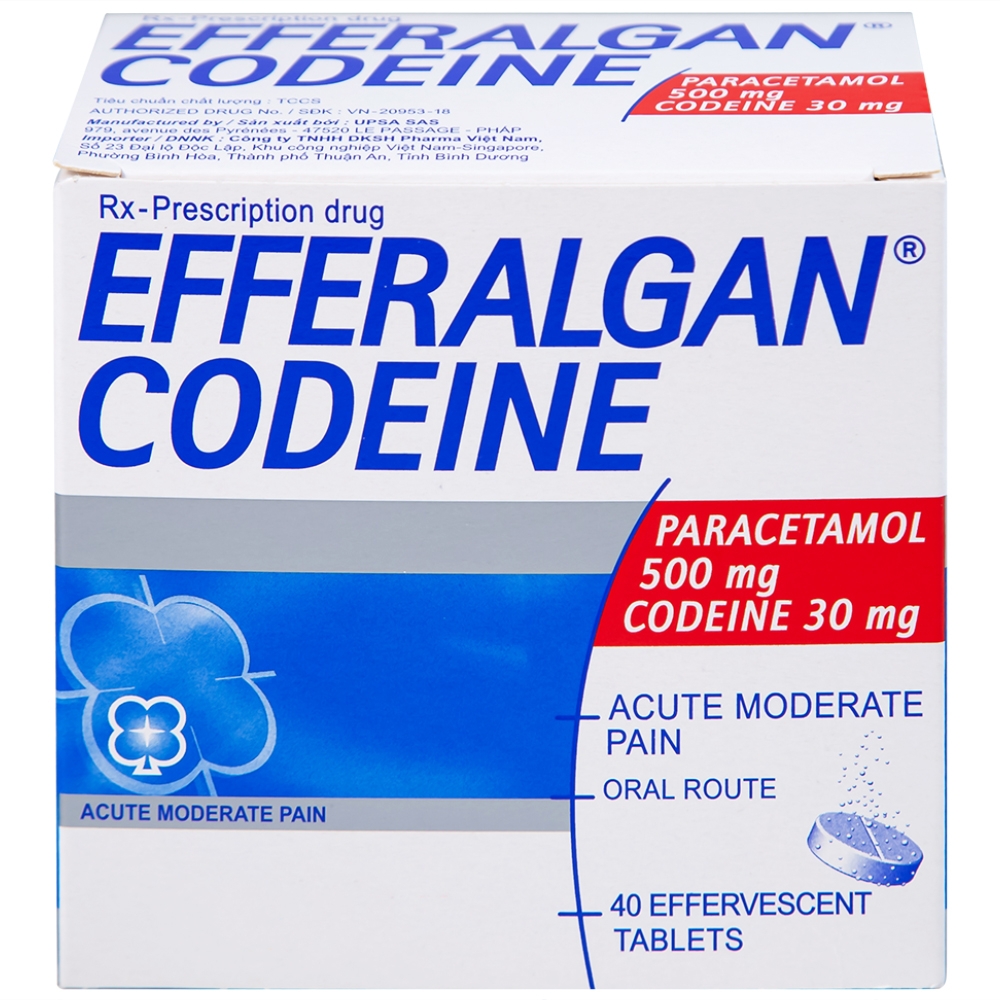 Hình ảnh Viên sủi Efferalgan Codeine giảm đau cấp tính mức độ trung bình (10 vỉ x 4 viên)