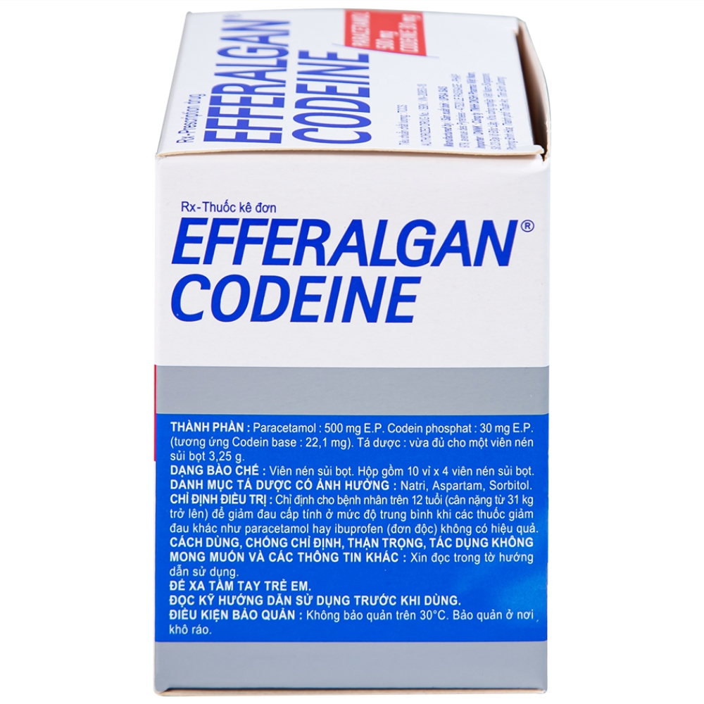 Hình ảnh Viên sủi Efferalgan Codeine giảm đau cấp tính mức độ trung bình (10 vỉ x 4 viên)