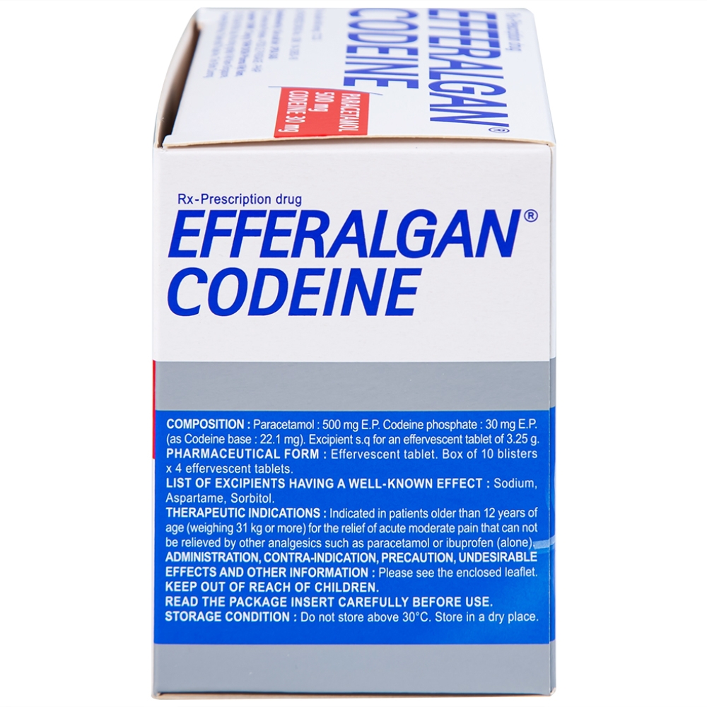 Hình ảnh Viên sủi Efferalgan Codeine giảm đau cấp tính mức độ trung bình (10 vỉ x 4 viên)