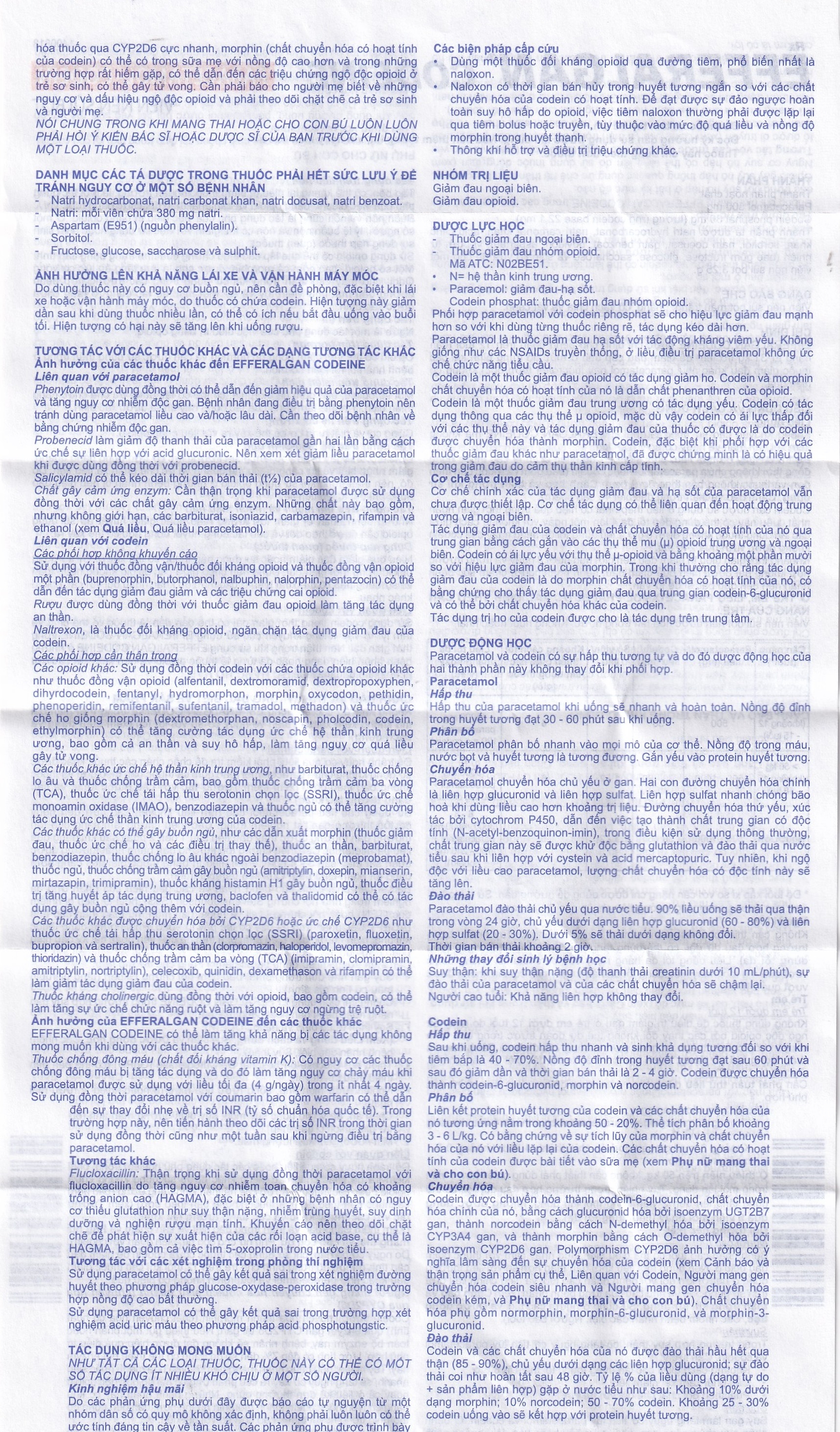 Hình ảnh Viên sủi Efferalgan Codeine giảm đau cấp tính mức độ trung bình (10 vỉ x 4 viên)