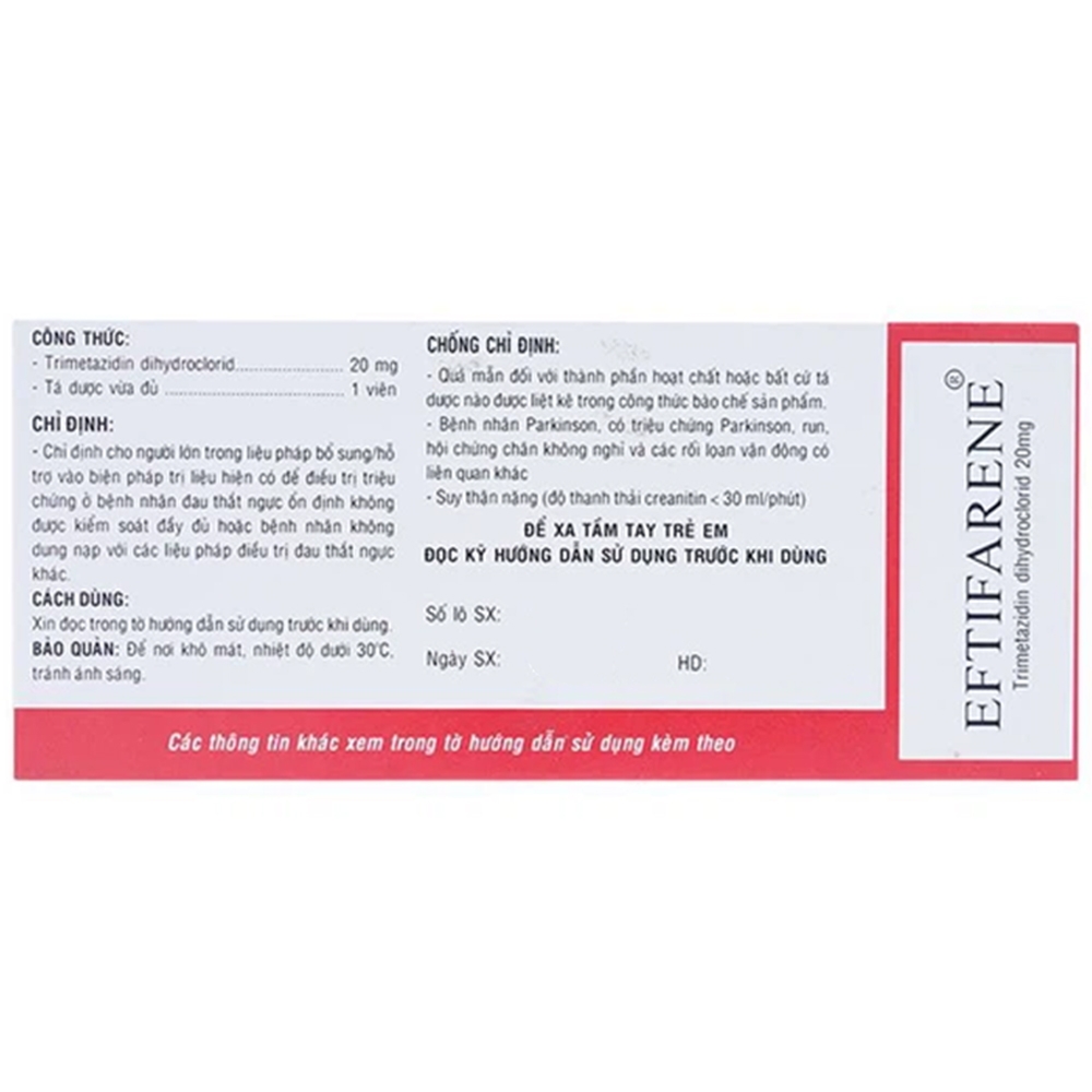 Hình ảnh Thuốc Eftifarene Dược 3-2 hỗ trợ điều trị đau thắt ngực ổn định (2 vỉ x 30 viên)