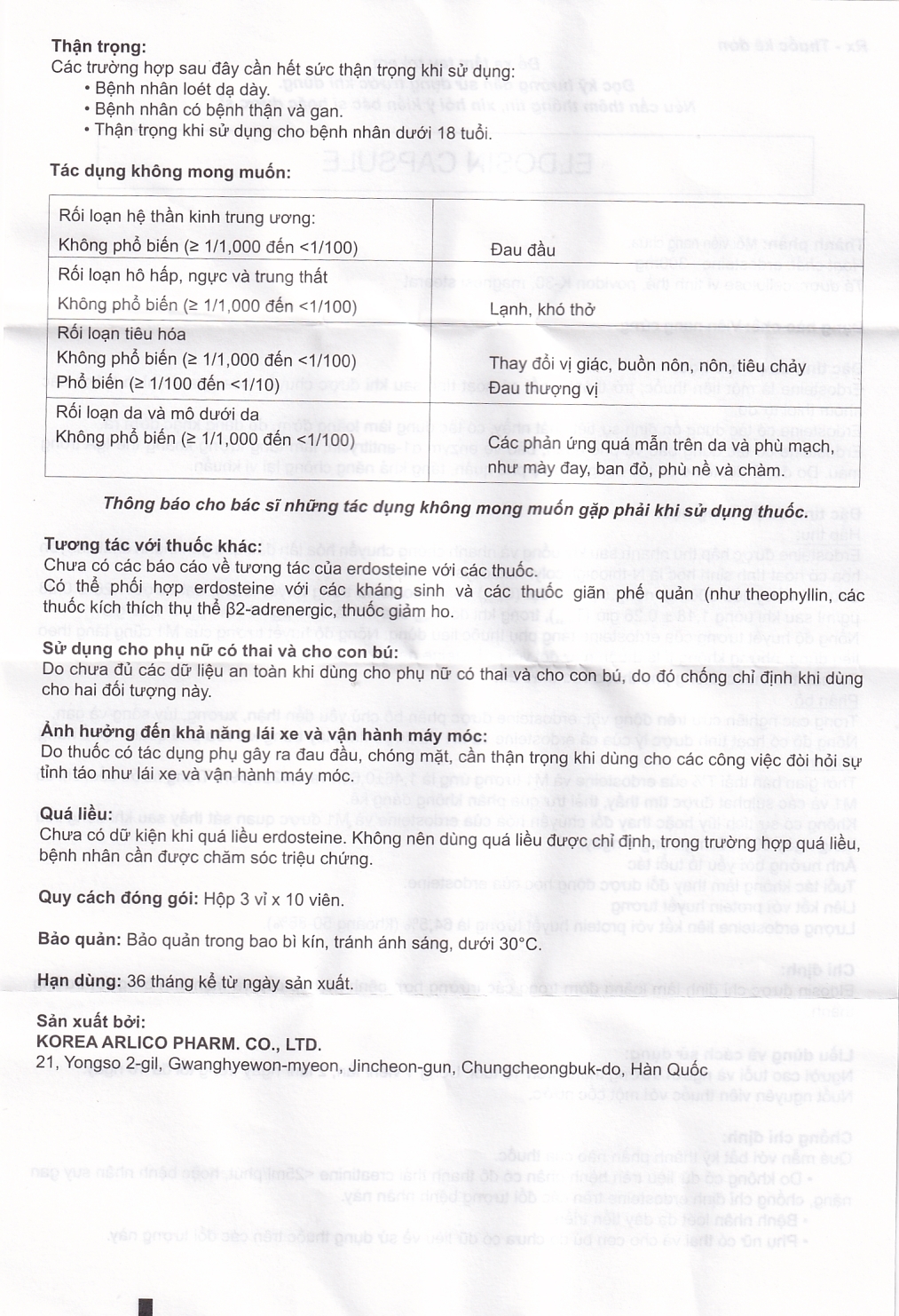 Hình ảnh Thuốc Eldosin Capsule Arlico loãng đờm trong bệnh hô hấp cấp và mạn tính (3 vỉ x 10 viên)