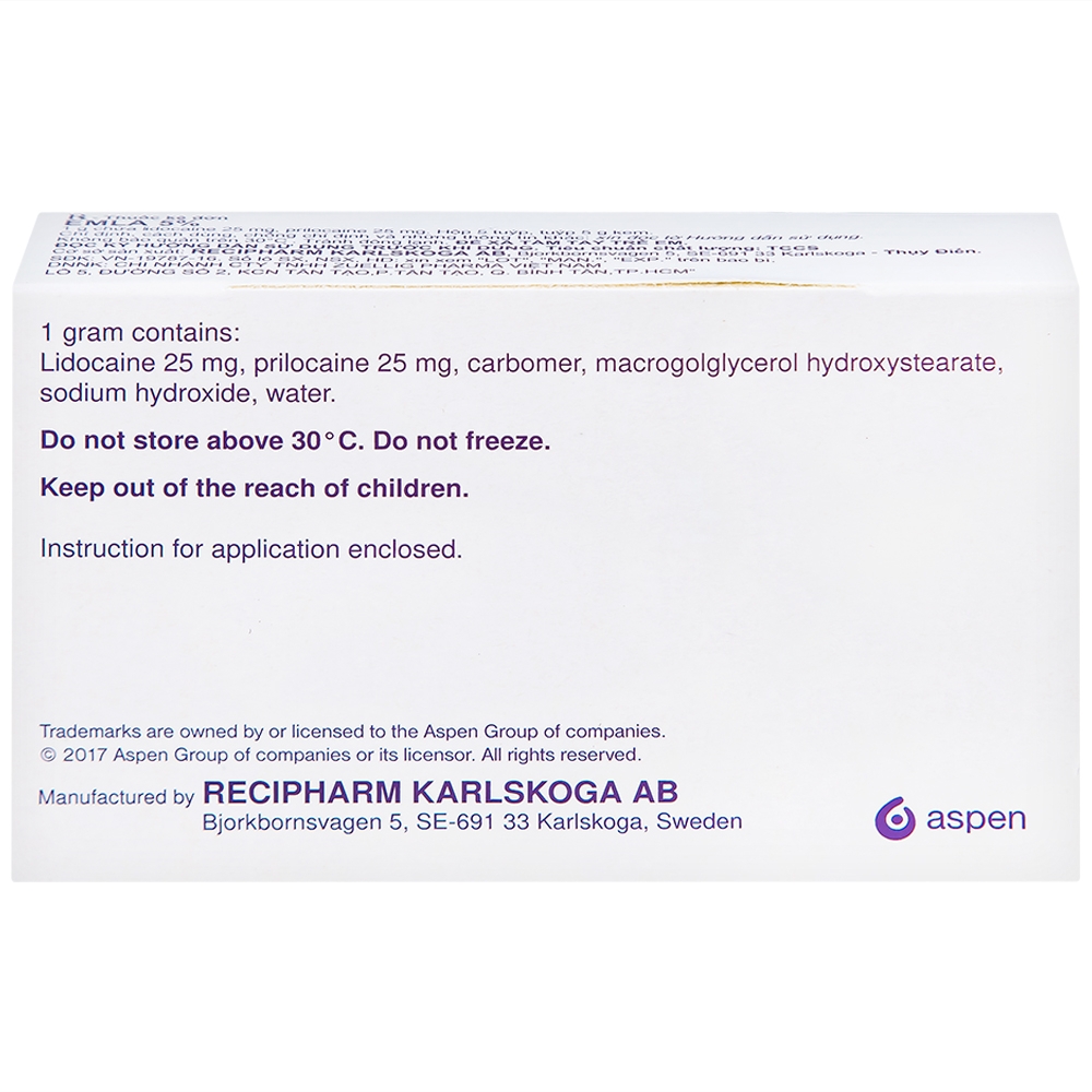 Hình ảnh Thuốc Emla 5% Aspen gây tê bề mặt da (5 tuýp x 5g)