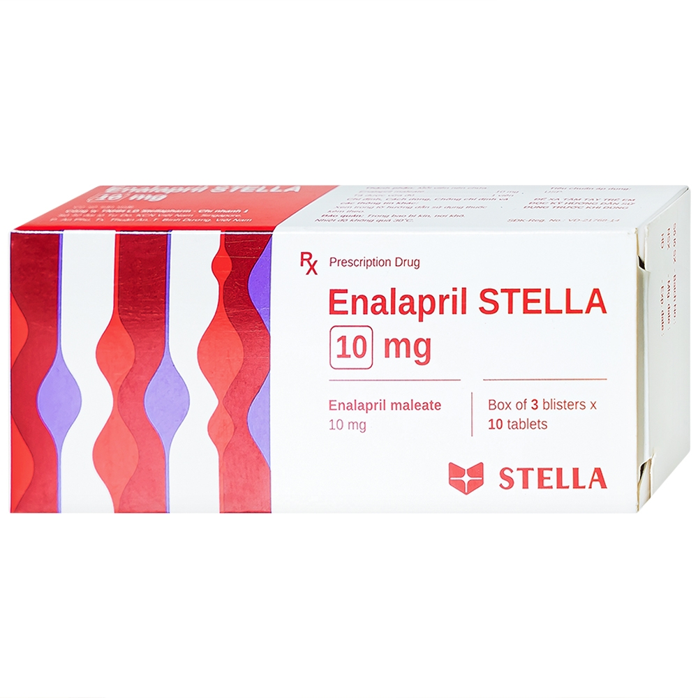 Hình ảnh Thuốc Enalapril Stella 10mg điều trị tăng huyết áp, suy tim sung huyết (3 vỉ x 10 viên)