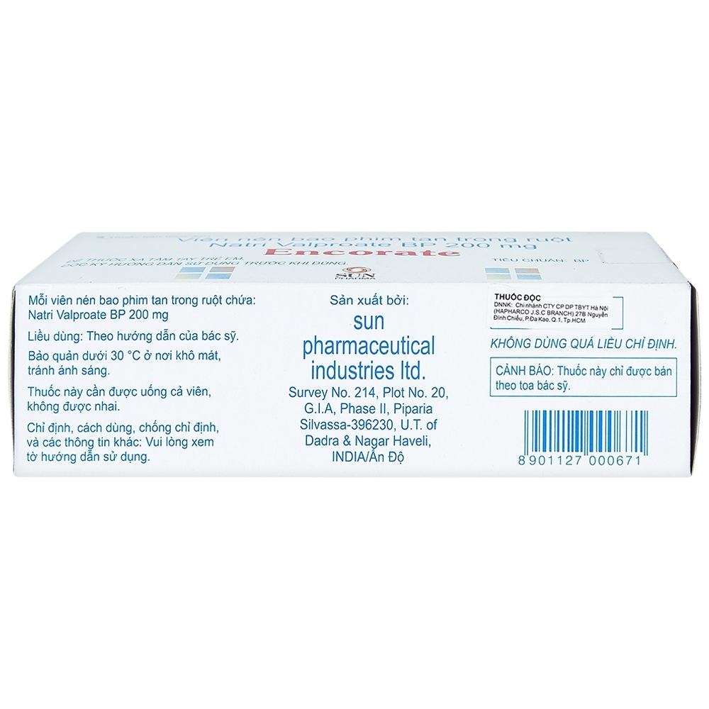 Hình ảnh Thuốc Encorate Sun Pharma điều trị động kinh (10 vỉ x 10 viên)