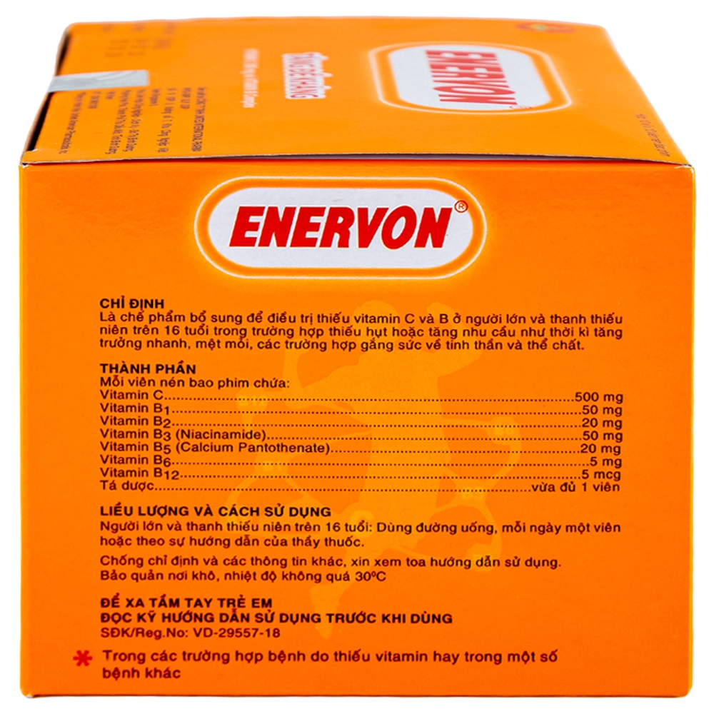 Hình ảnh Thuốc Enervon United điều trị thiếu Vitamin C và B (10 vỉ x 10 viên)