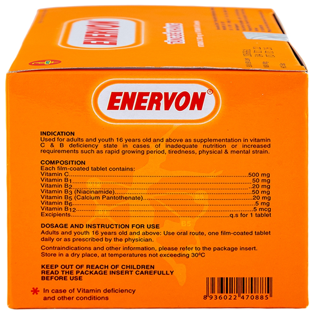 Hình ảnh Thuốc Enervon United điều trị thiếu Vitamin C và B (10 vỉ x 10 viên)
