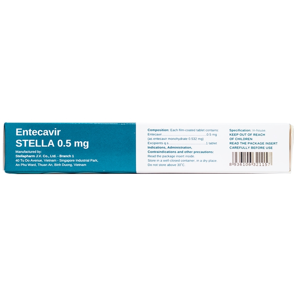 Hình ảnh Thuốc Entecavir Stella 0.5mg điều trị viêm gan B mạn tính (3 vỉ x 10 viên)