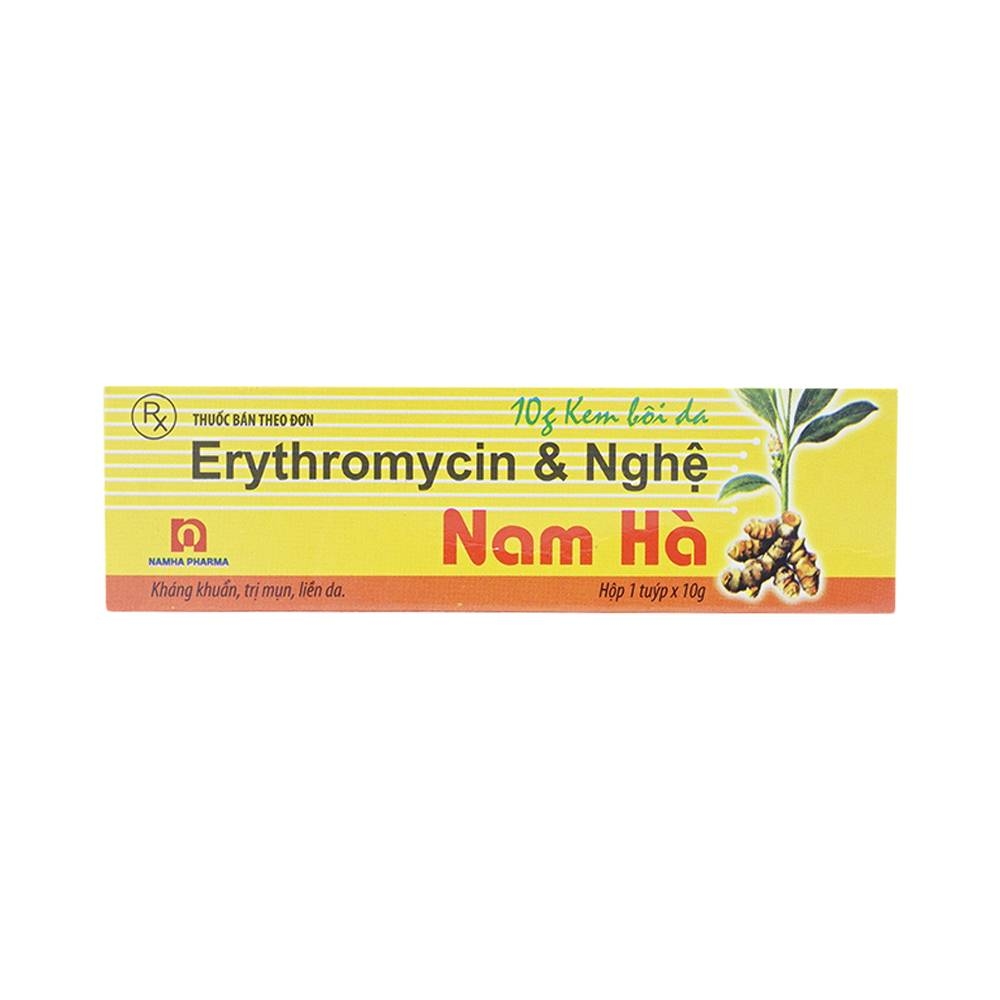 Hình ảnh Kem bôi da Erythromycin & Nghệ Nam Hà điều trị mụn nhọt, trứng cá (10g)