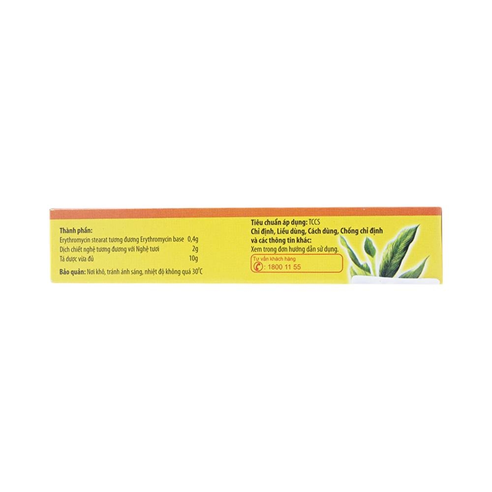 Hình ảnh Kem bôi da Erythromycin & Nghệ Nam Hà điều trị mụn nhọt, trứng cá (10g)