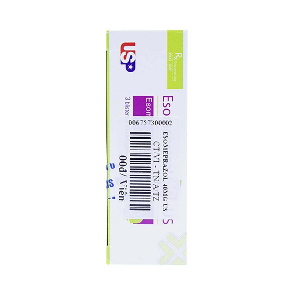 Hình ảnh Thuốc Esomeprazol 40-US điều trị trào ngược dạ dày, thực quản (3 vỉ x 10 viên)