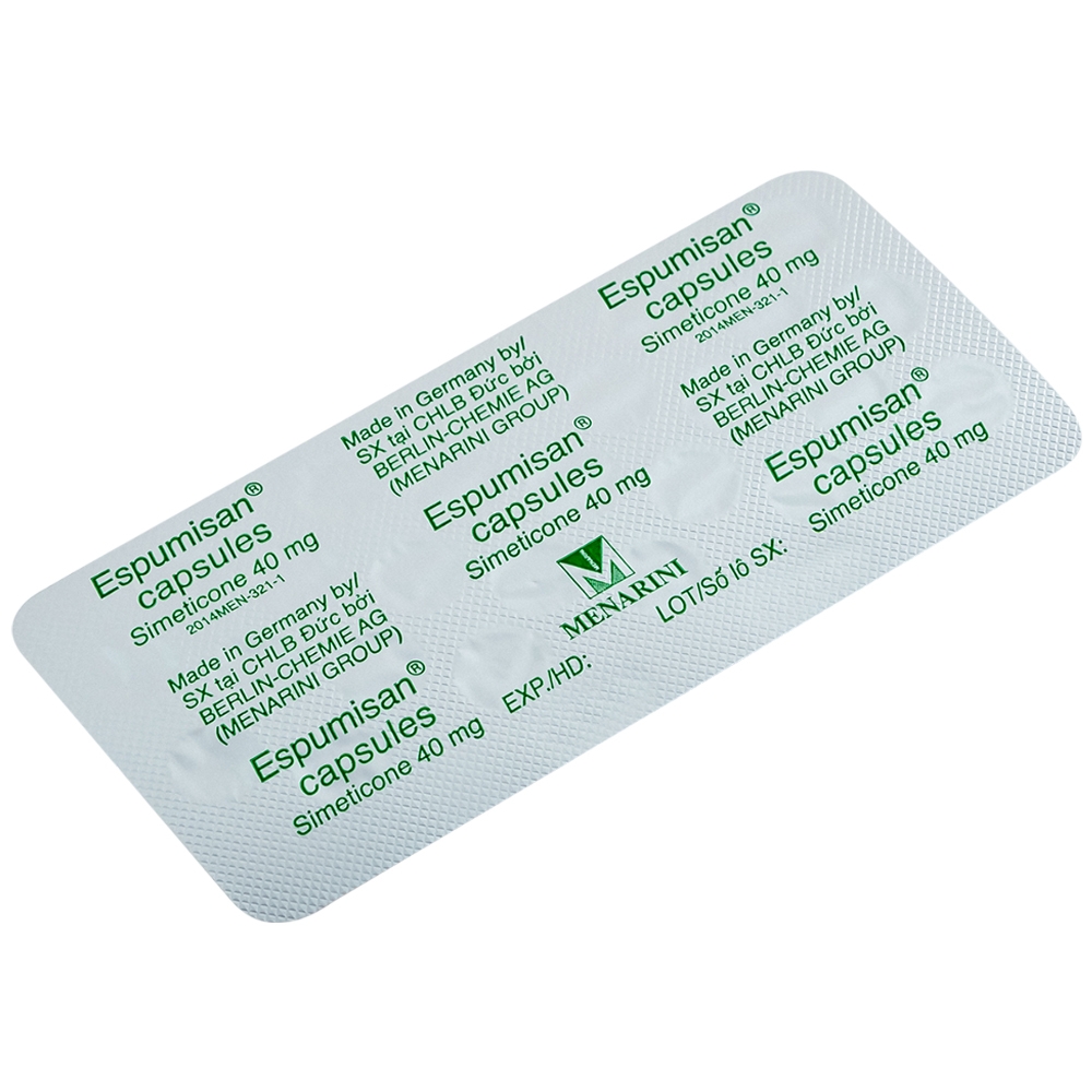 Hình ảnh Thuốc Espumisan điều trị các triệu chứng đầy hơi, chướng bụng (2 vỉ x 25 viên)