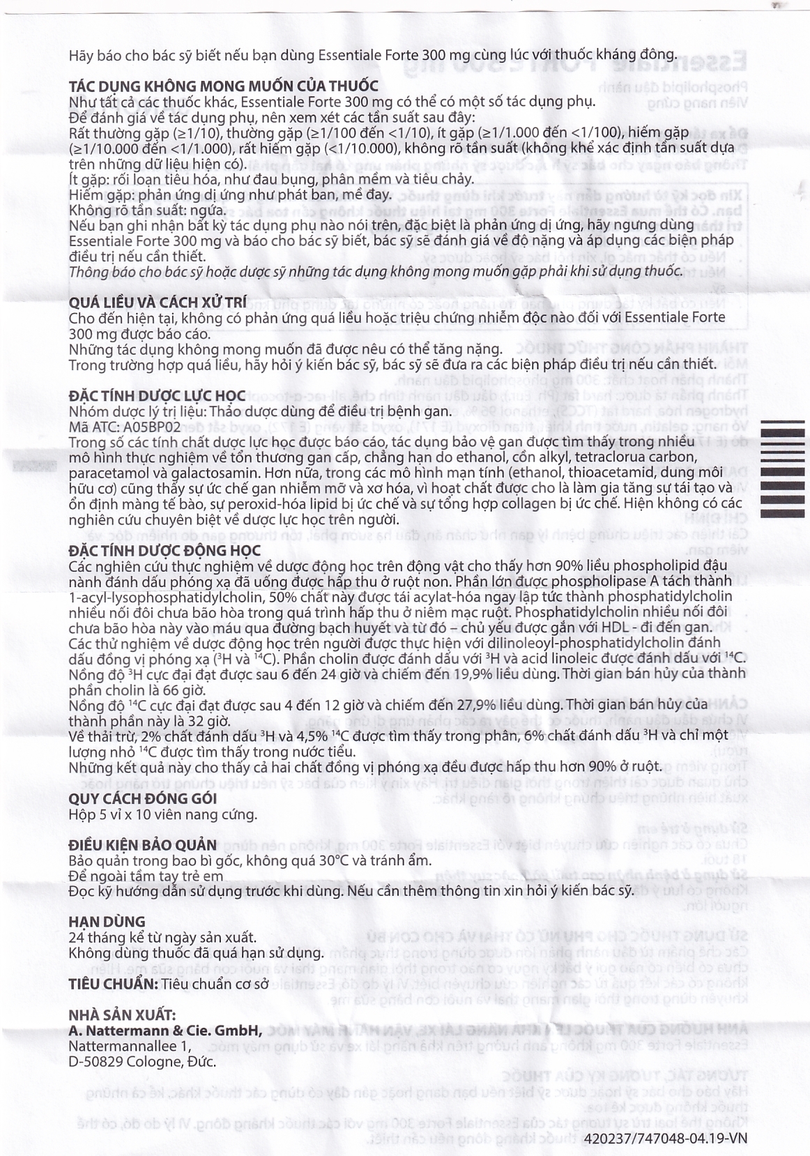Hình ảnh Thuốc Essentiale Forte 300mg Natterman cải thiện các triệu chứng bệnh lý gan (5 vỉ x 10 viên)