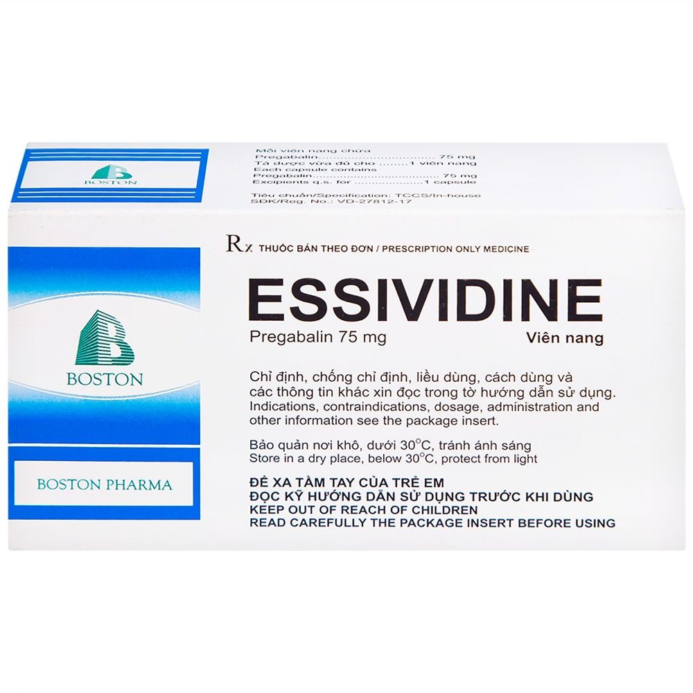 Hình ảnh Thuốc Essividine Boston điều trị động kinh và giảm đau do thần kinh (4 vỉ x 14 viên)