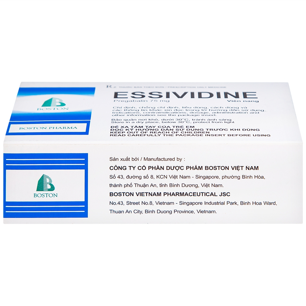 Hình ảnh Thuốc Essividine Boston điều trị động kinh và giảm đau do thần kinh (4 vỉ x 14 viên)