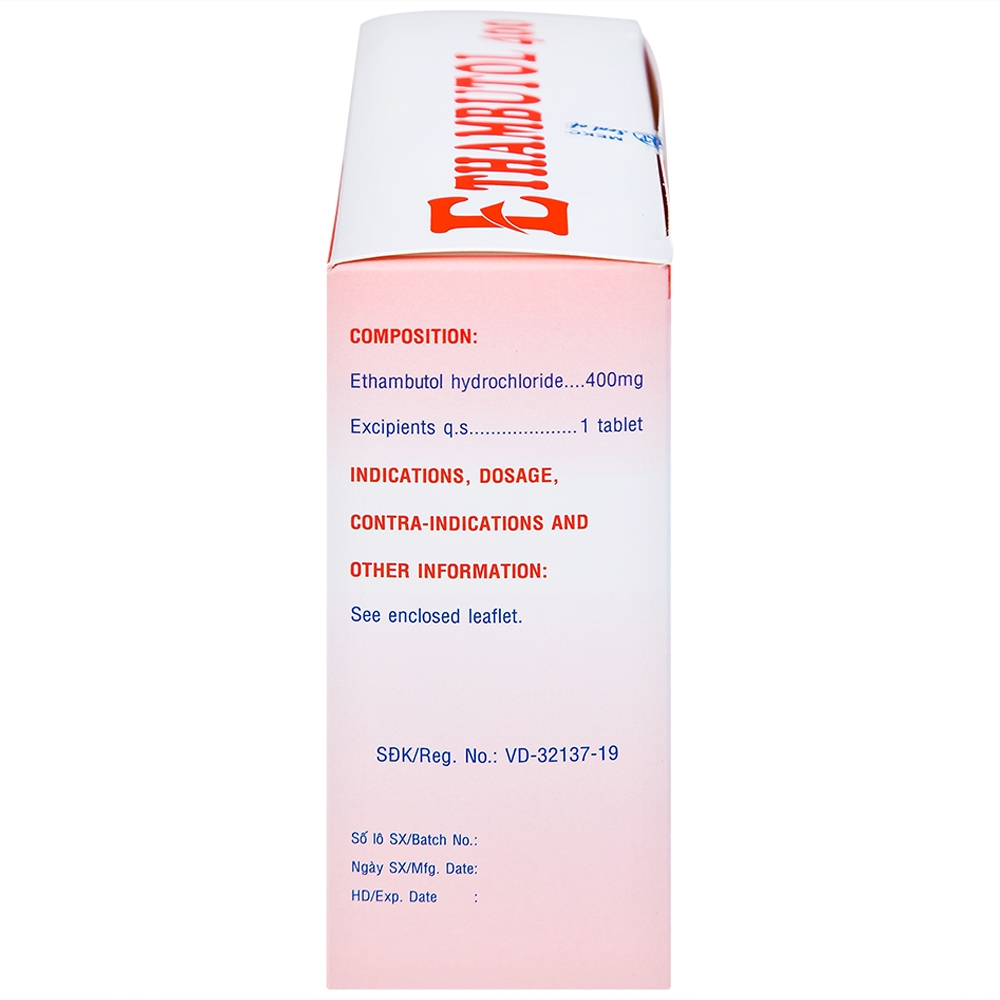 Hình ảnh Thuốc Ethambutol 400 Mekophar điều trị lao mới và lao tái phát (20 vỉ x 10 viên)