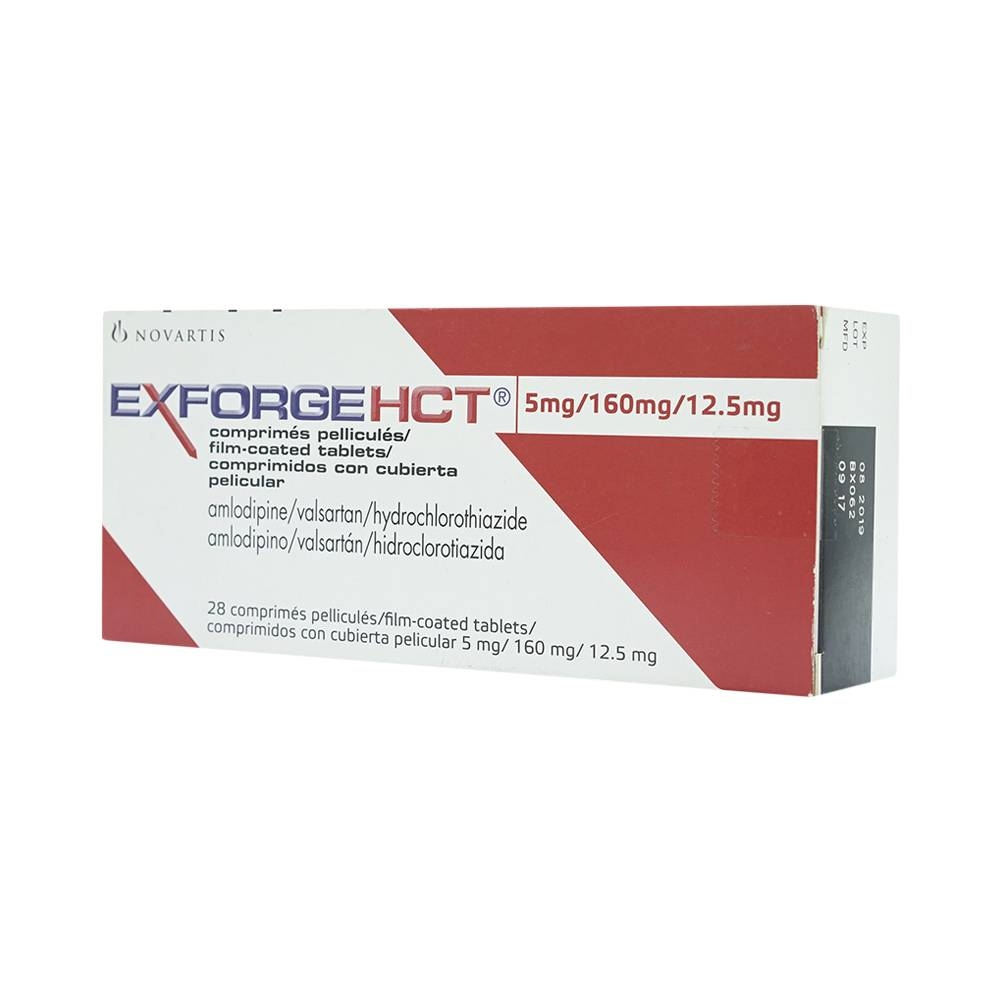 Hình ảnh Thuốc Exforge HCT 5mg/160mg/12.5mg Novartis điều trị tăng huyết áp vô căn (4 vỉ x 7 viên)