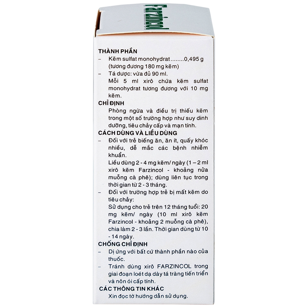 Hình ảnh Siro Farzincol Pharmedic điều trị thiếu kẽm (90ml)