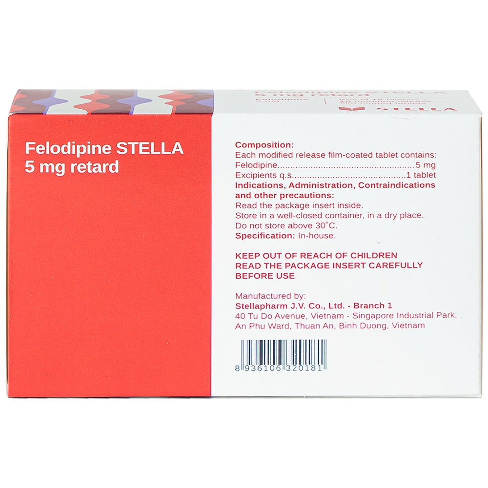 Hình ảnh Thuốc Felodipine Stella 5mg Retard kiểm soát tăng huyết áp (10 vỉ x 10 viên)