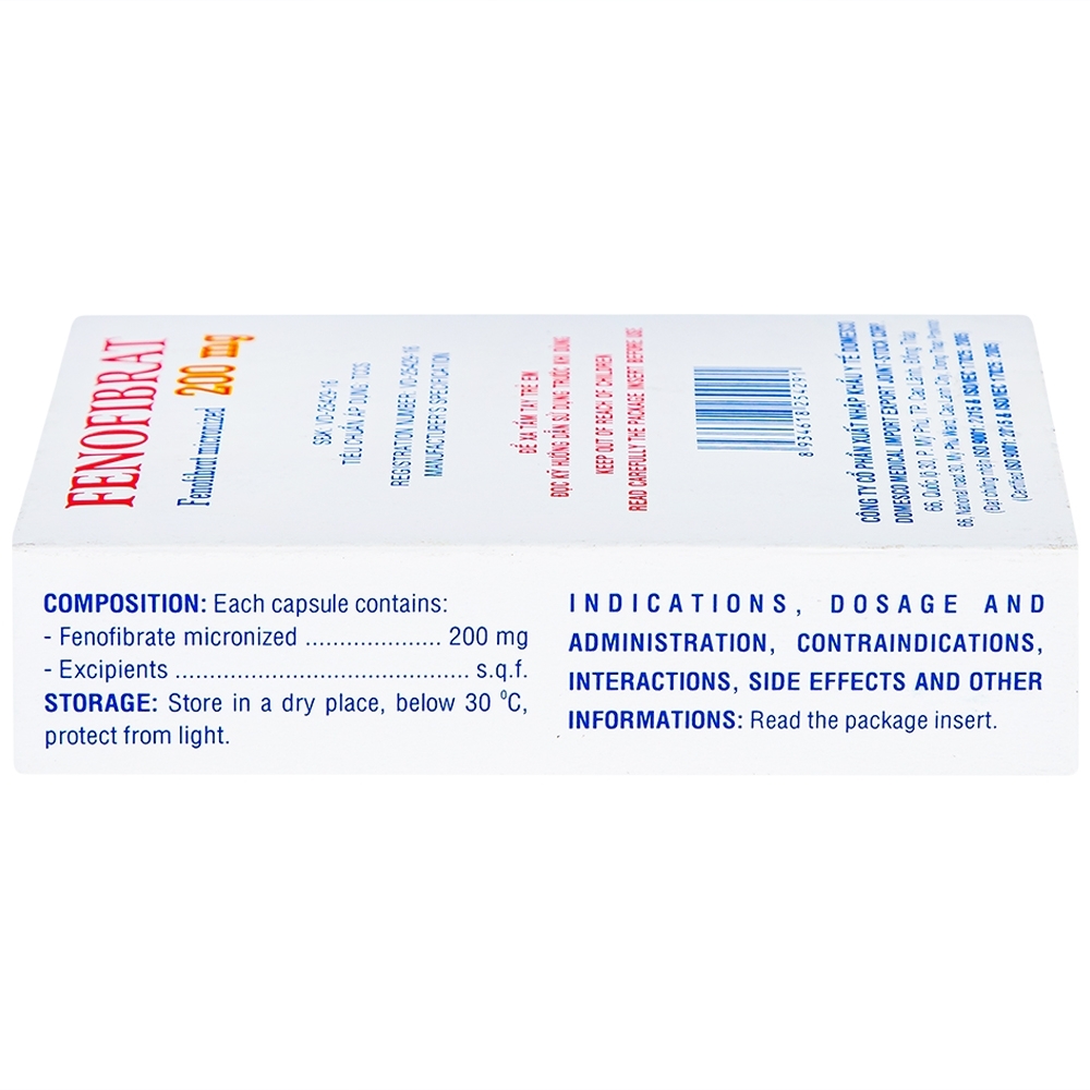 Hình ảnh Thuốc Fenofibrate 200mg Domesco điều trị rối loạn lipoprotein huyết (3 vỉ x 10 viên)