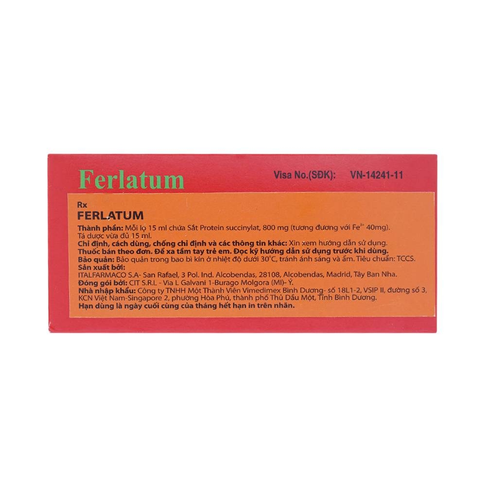 Hình ảnh Dung dịch Ferlatum Italfarmaco điều trị thiếu sắt (10 chai x 15ml)