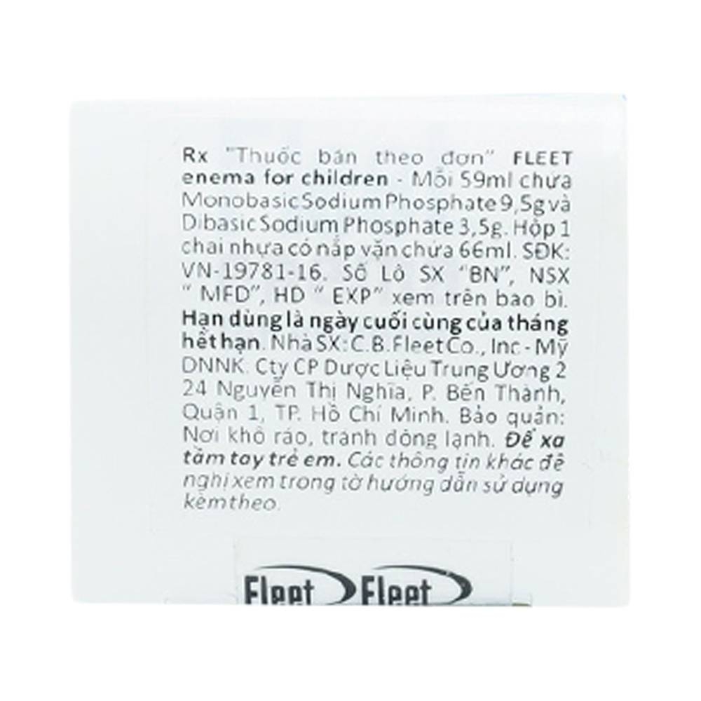 Hình ảnh Dung dịch thụt trực tràng Fleet Enema For Children giảm chứng táo bón không thường xuyên (66ml)