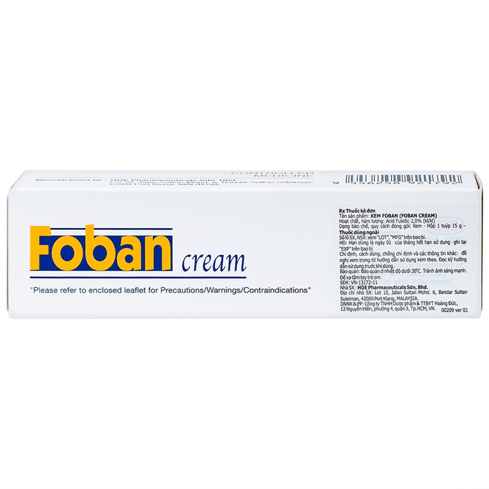 Hình ảnh Kem Foban Cream điều trị tổn thương da do Staphylococcus, Streptococcus (15g)
