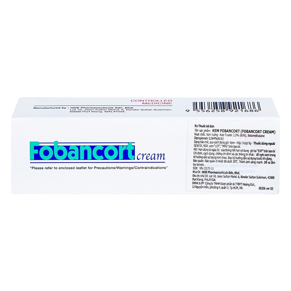Hình ảnh Kem Fobancort Cream điều trị vảy nến, viêm da do nhiễm khuẩn (5g)