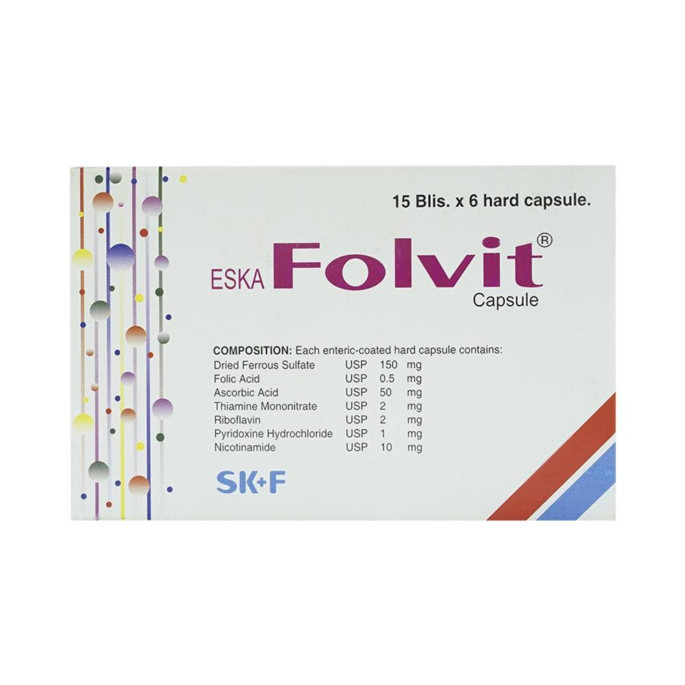 Hình ảnh Thuốc Eskafolvit Capsule Eskayef phòng và điều trị bệnh thiếu máu do thiếu sắt (15 vỉ x 6 viên)