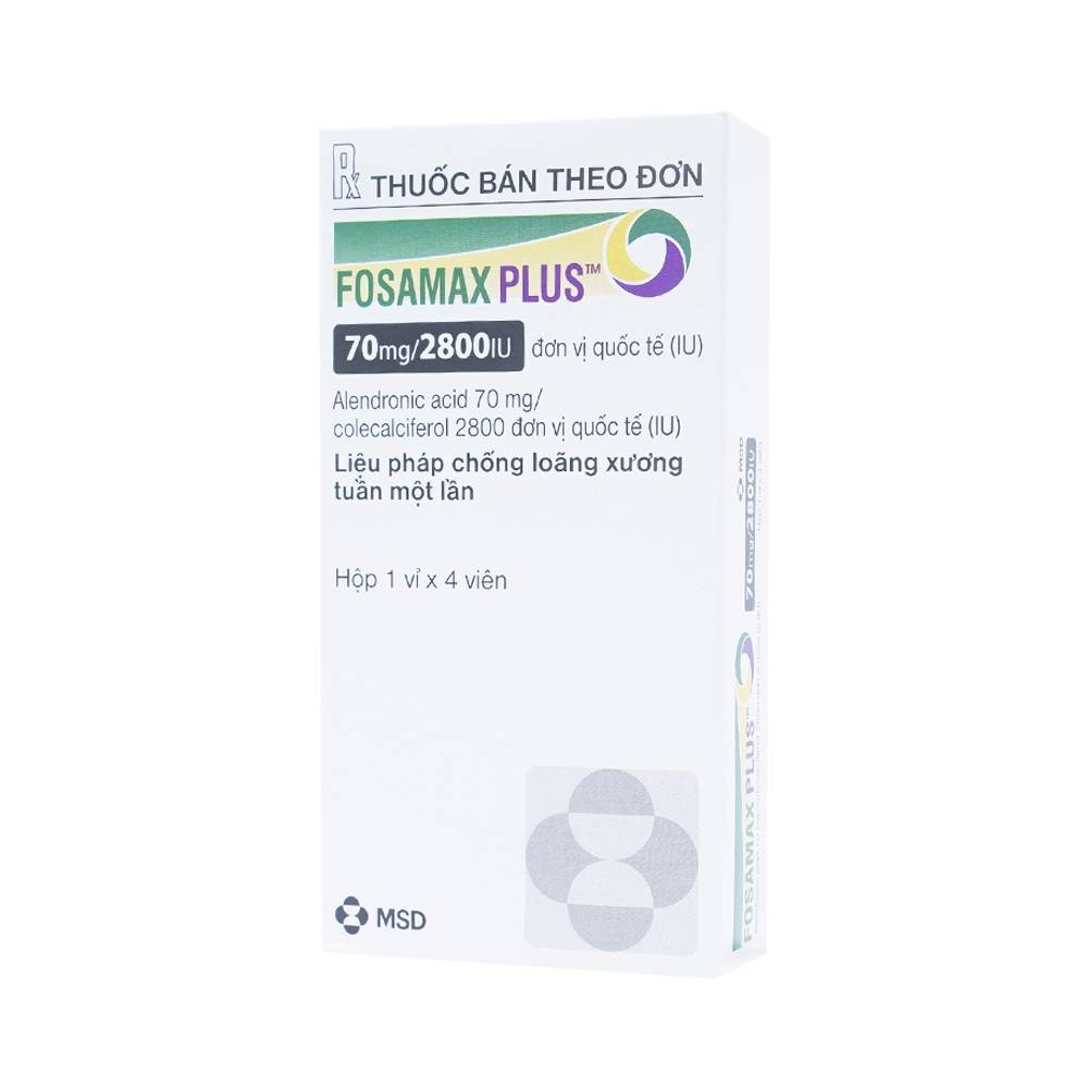 Hình ảnh Thuốc Fosamax Plus 70mg/2800IU MSD điều trị loãng xương (1 vỉ x 4 viên)