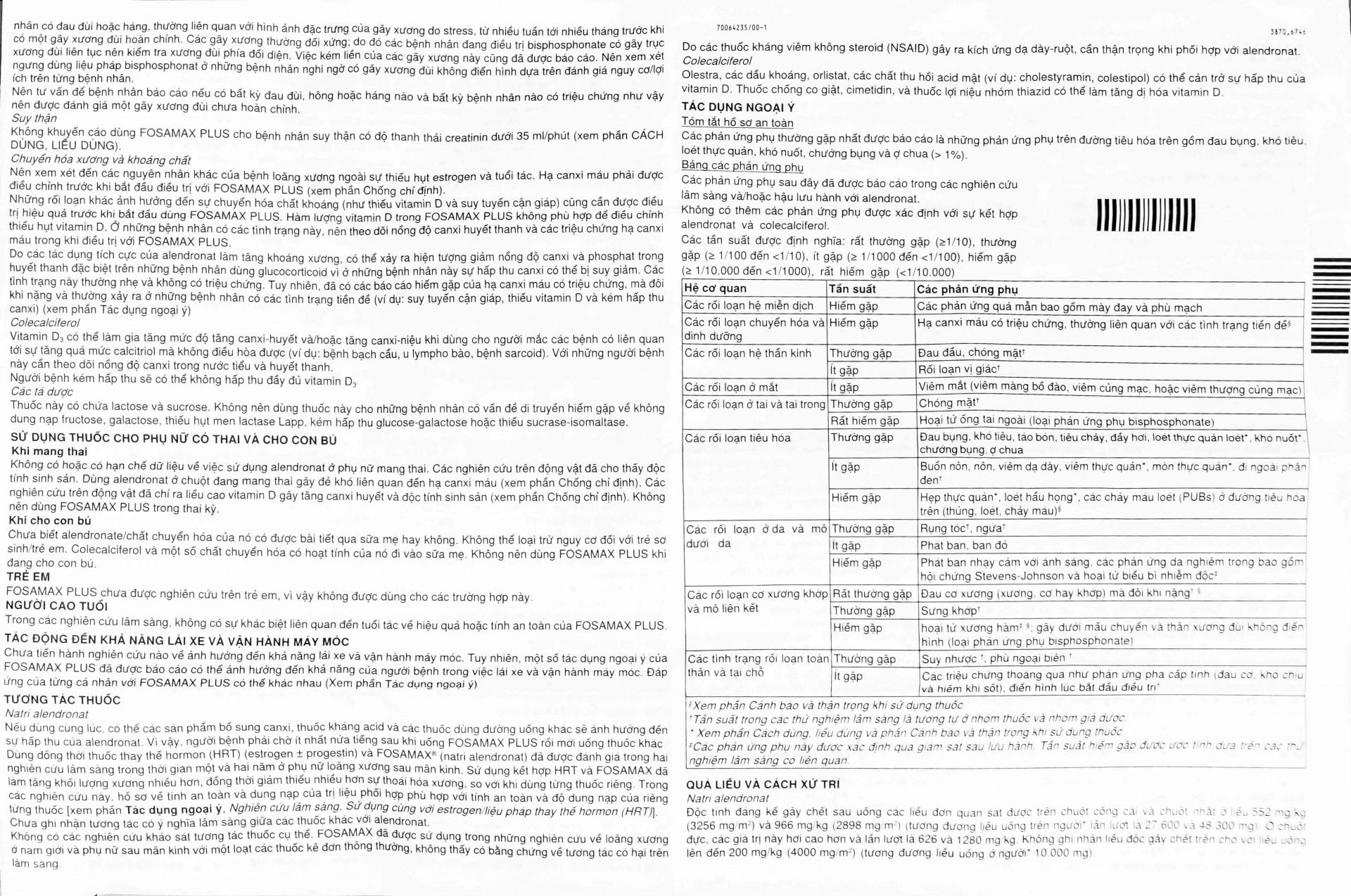 Hình ảnh Thuốc Fosamax Plus 70mg/2800IU MSD điều trị loãng xương (1 vỉ x 4 viên)