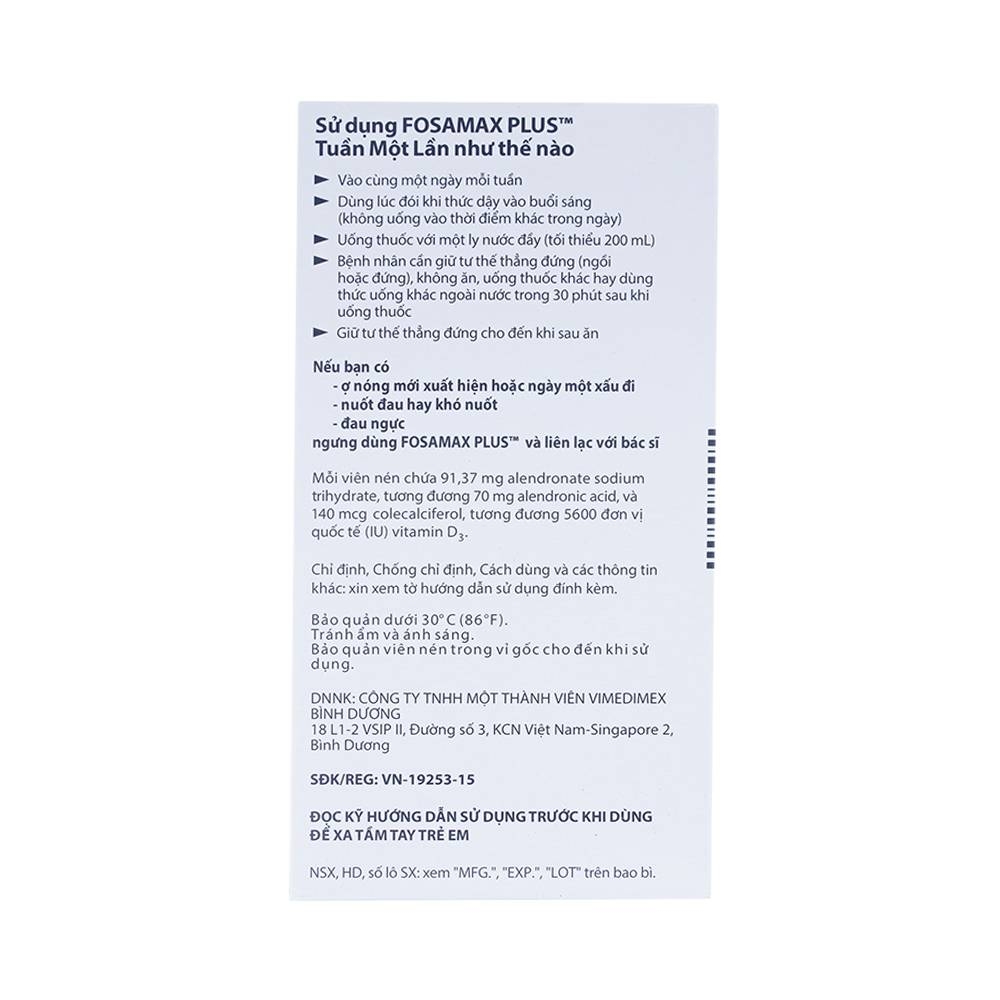 Hình ảnh Thuốc Fosamax Plus 70mg/5600IU MSD điều trị loãng xương (1 vỉ x 4 viên)