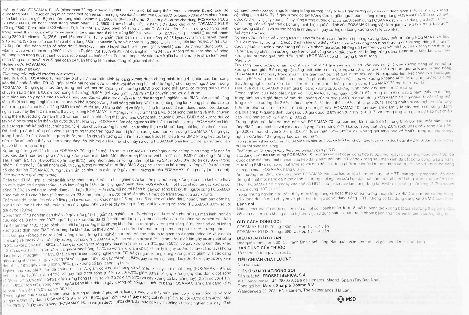 Hình ảnh Thuốc Fosamax Plus 70mg/5600IU MSD điều trị loãng xương (1 vỉ x 4 viên)