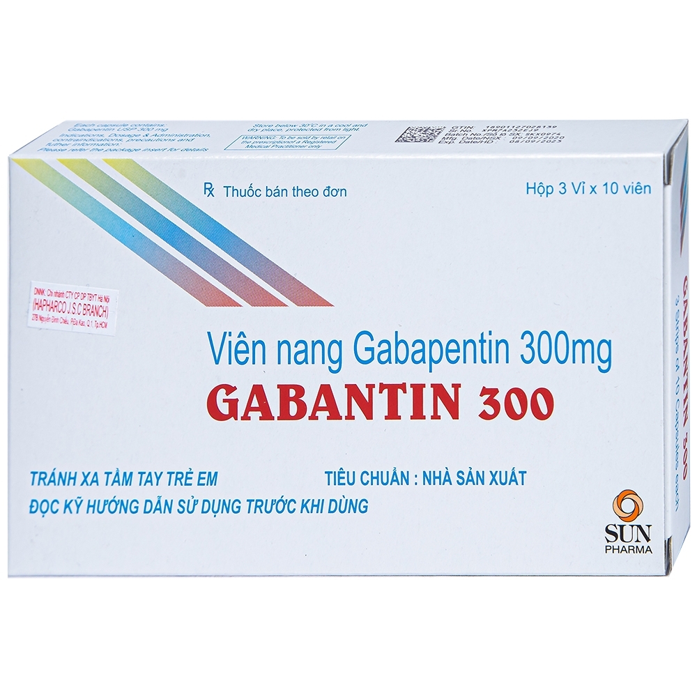 Hình ảnh Thuốc Gabantin 300 Sun Pharma điều trị đau thần kinh sau khi nhiễm herpes (3 vỉ x 10 viên)