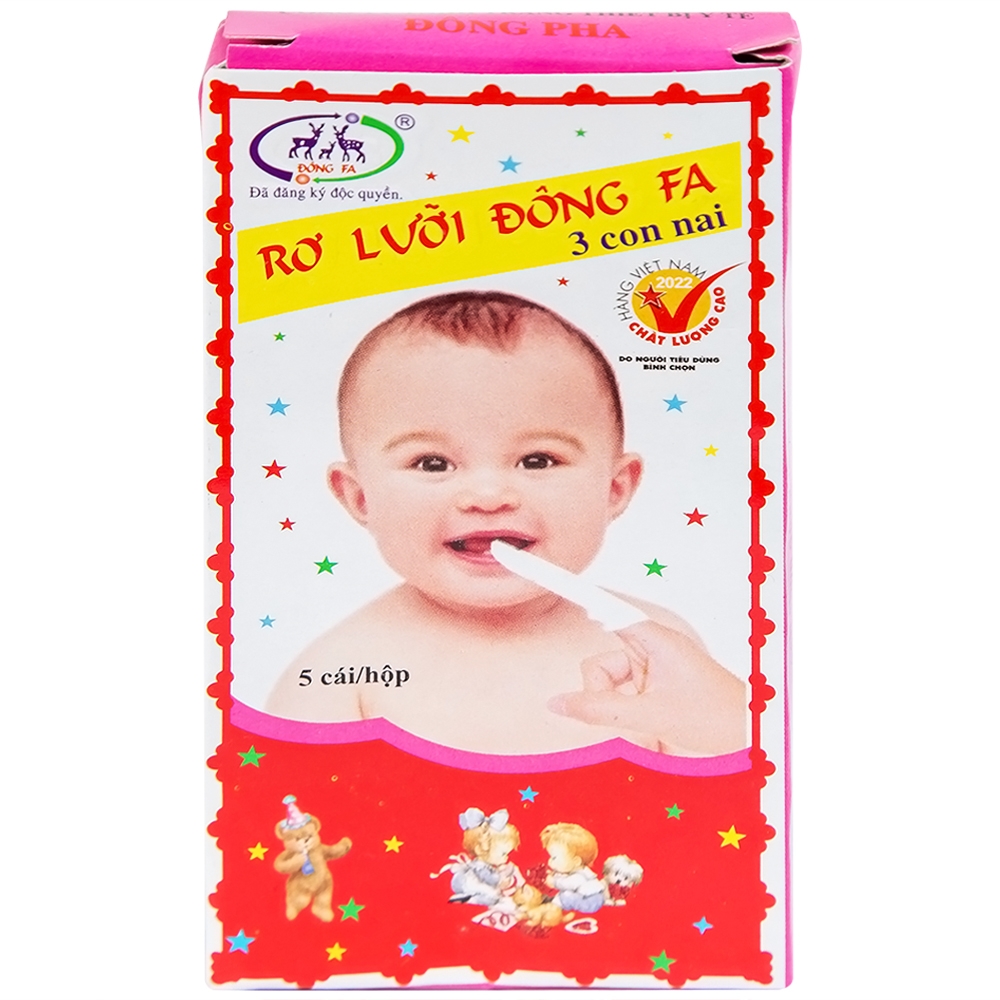 Hình ảnh Gạc rơ lưỡi Đông Fa 3 Con Nai vệ sinh, làm sạch lưỡi, răng miệng cho bé (250 hộp)