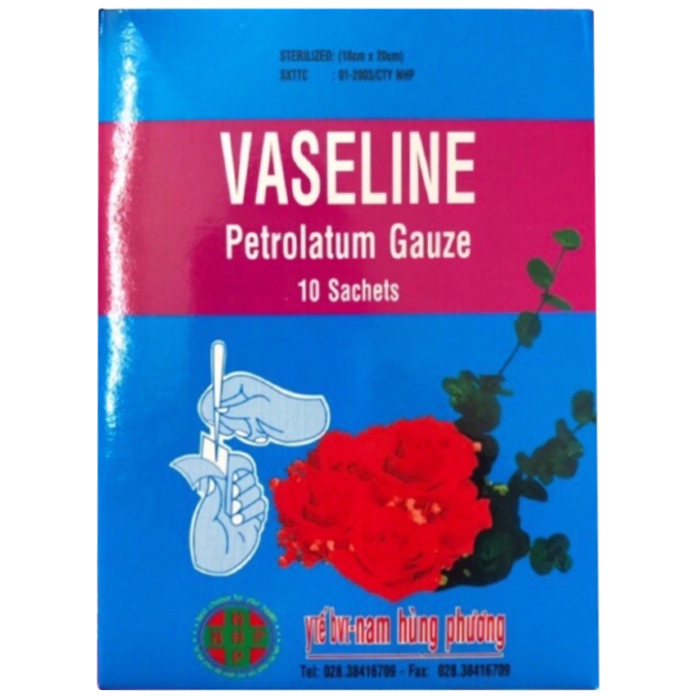 Hình ảnh Gạc Vaseline MiloVas Nam Hùng Phương hỗ trợ bảo vệ vết thương (10 miếng)