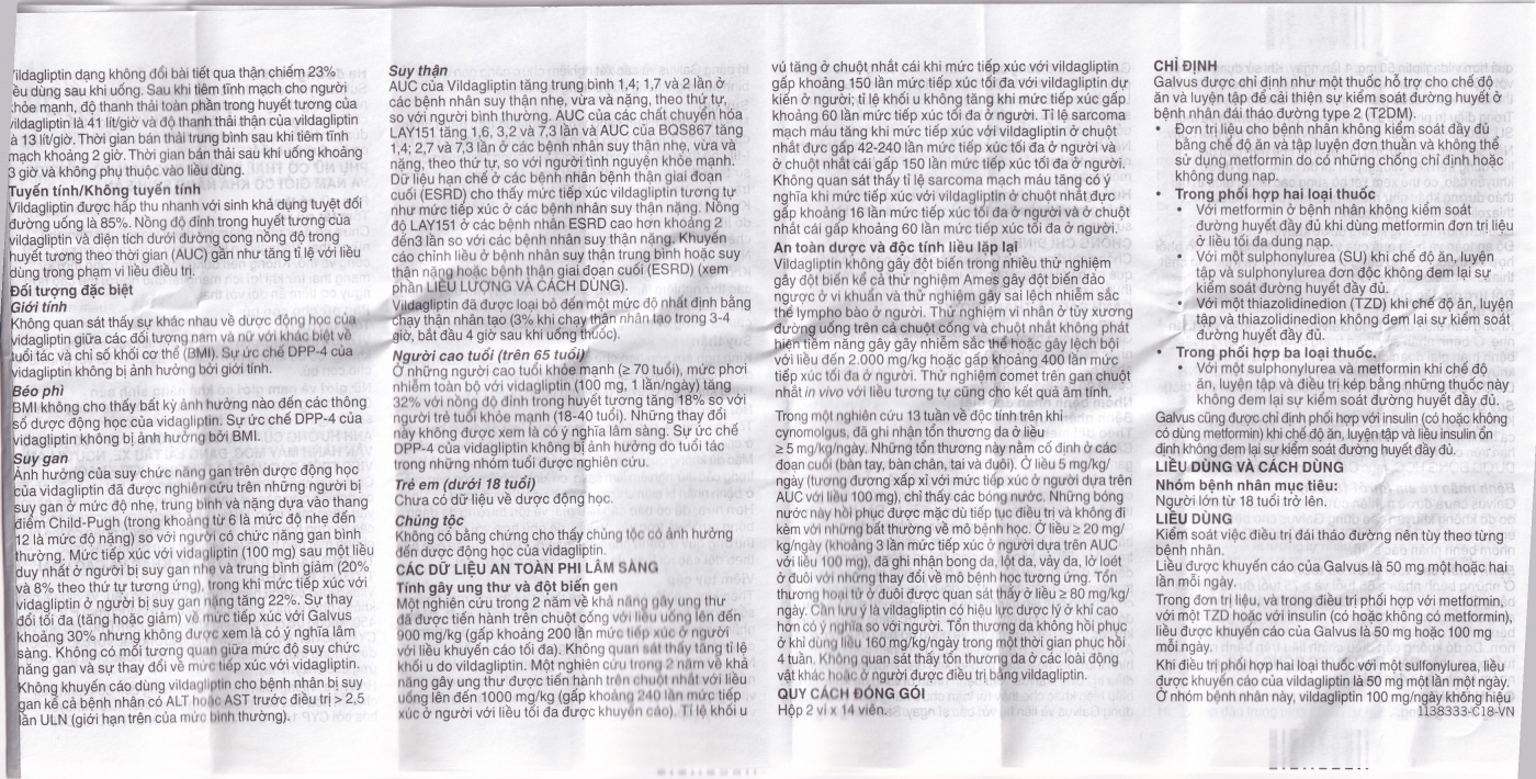 Hình ảnh Thuốc Galvus 50mg Novartis hỗ trợ điều trị đái tháo đường típ 2 (2 vỉ x 14 viên)