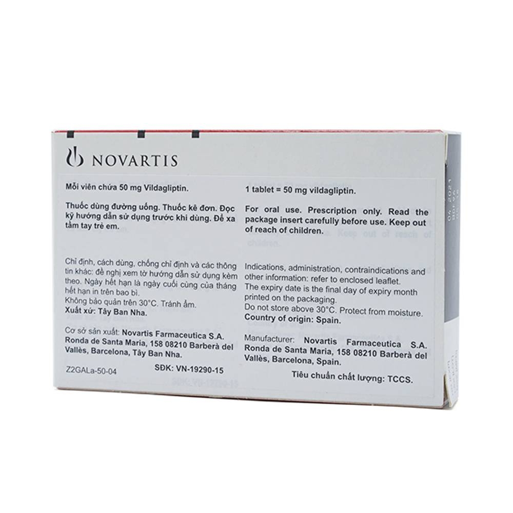 Hình ảnh Thuốc Galvus 50mg Novartis hỗ trợ điều trị đái tháo đường típ 2 (2 vỉ x 14 viên)