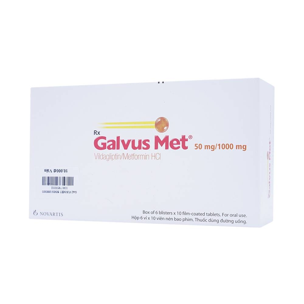 Hình ảnh Thuốc Galvus Met 50mg/1000mg Novartis hỗ trợ điều trị đái tháo đường típ 2 (6 vỉ x 10 viên)