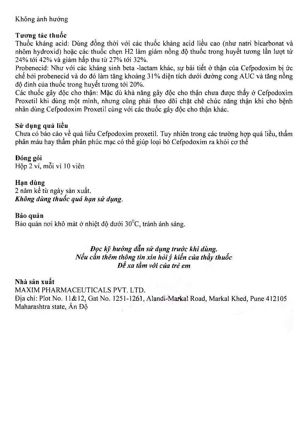 Hình ảnh Thuốc Gamincef 200 Maxim điều trị viêm phổi, viêm phế quản, viêm họng (2 vỉ x 10 viên)