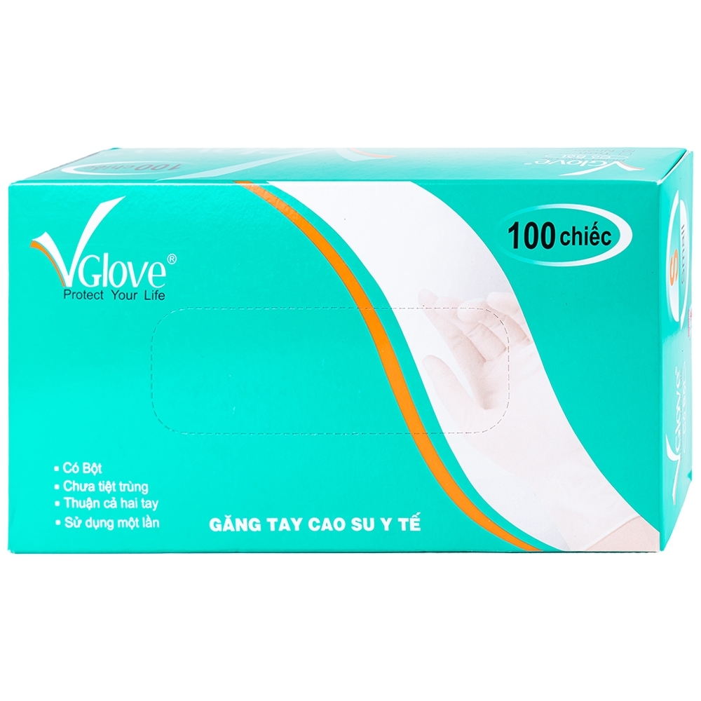 Hình ảnh Găng tay cao su y tế trơn có bột VGlove Size S (10 hộp x 100 chiếc)